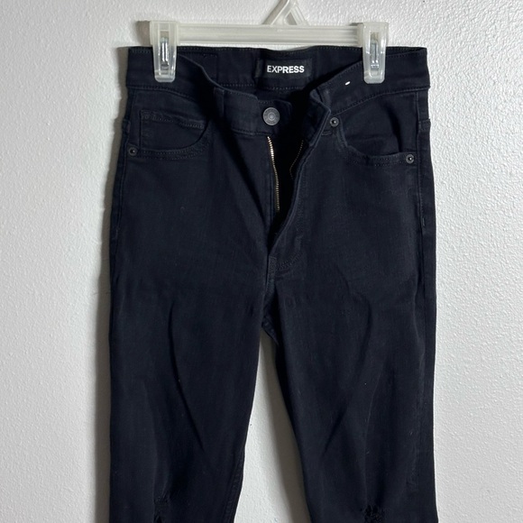 Express Women Black High Rise Stretch Legging Jeans size 4R. - Picture 2 of 8